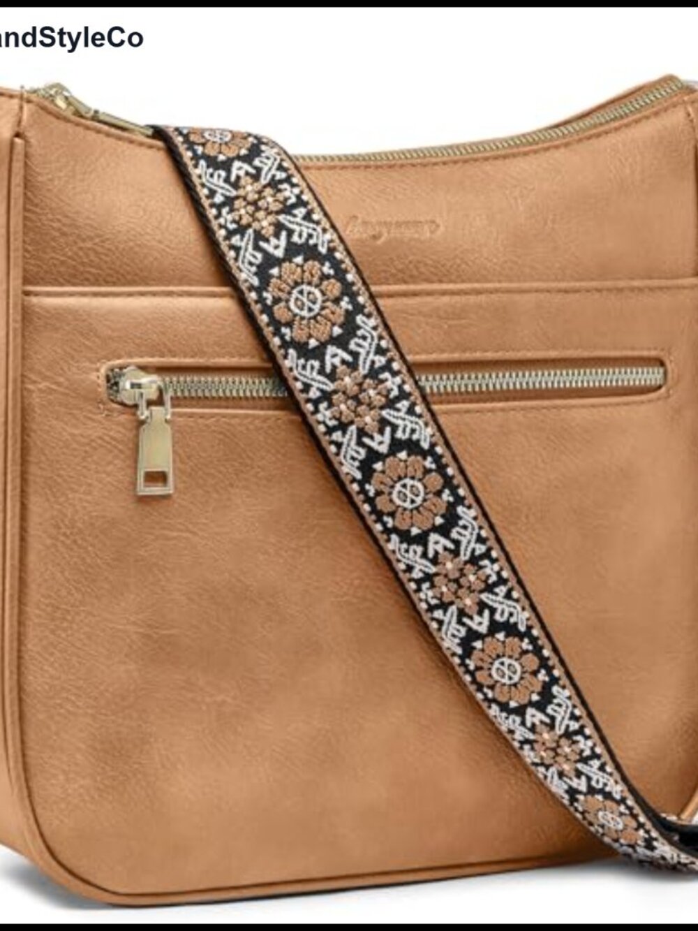 Vegan Leather Crossbody Bag Wide Adjustable Strap Hobo Purse